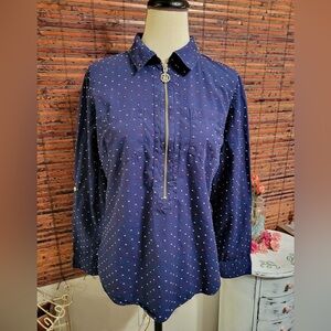 Tommy Hilfiger Navy and Colored Polka Dot Button Down Shirt